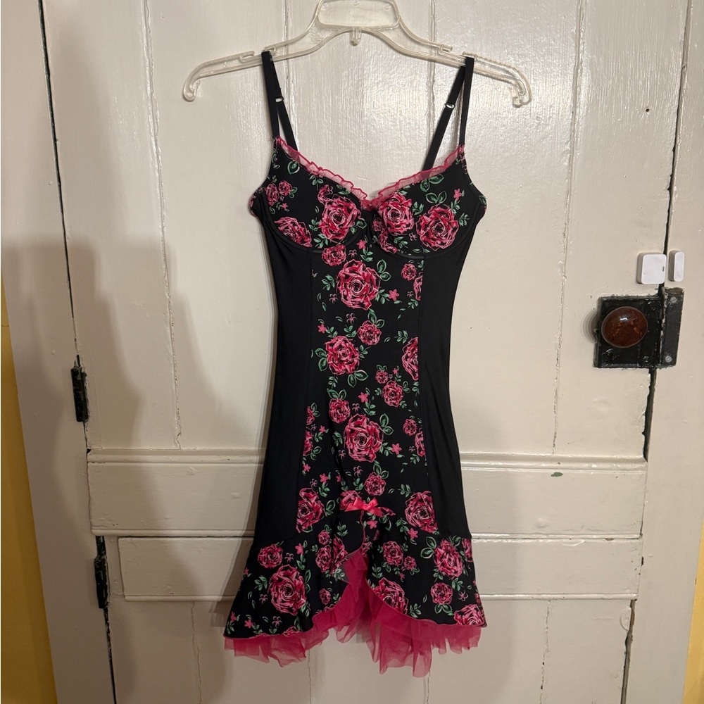 Victoria's Secret Black and Pink Floral  Lingerie